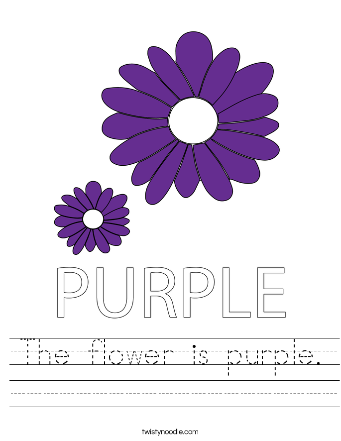 The flower is purple. Worksheet