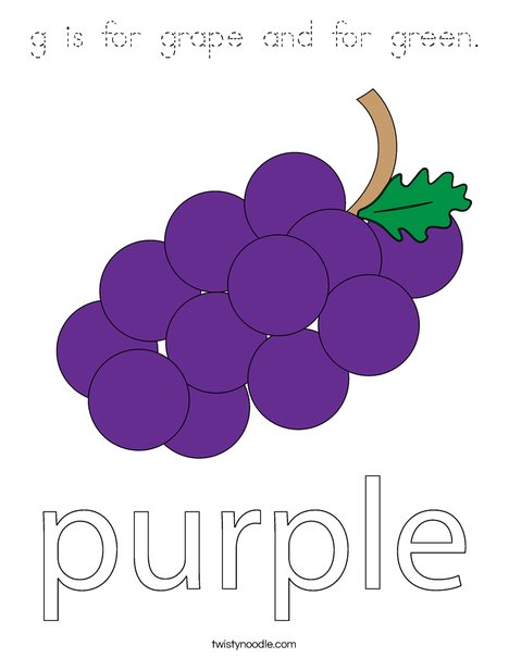 g is for grape and for green Coloring Page - Tracing - Twisty Noodle