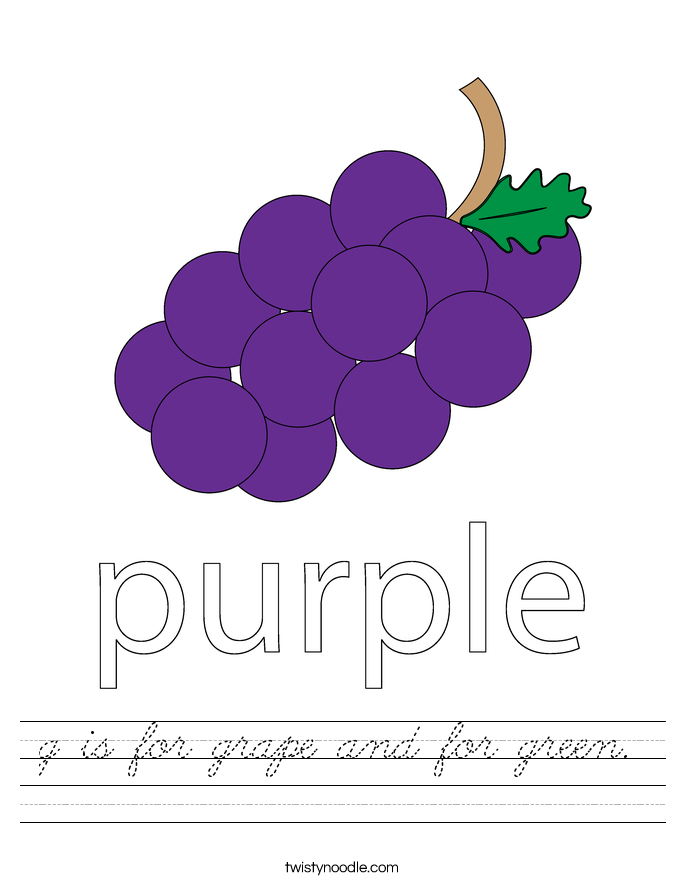 g is for grape and for green. Worksheet
