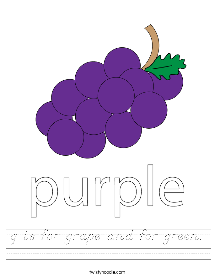 g is for grape and for green. Worksheet