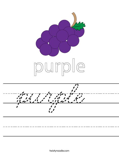 purple Worksheet - Cursive - Twisty Noodle