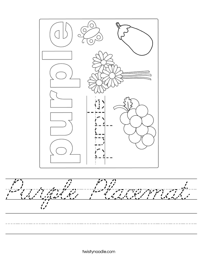 Purple Placemat Worksheet