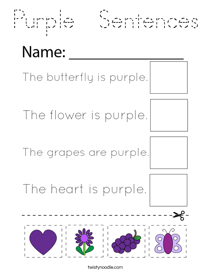 Purple  Sentences Coloring Page
