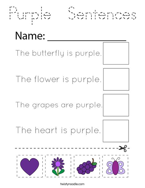 Purple  Sentences Coloring Page