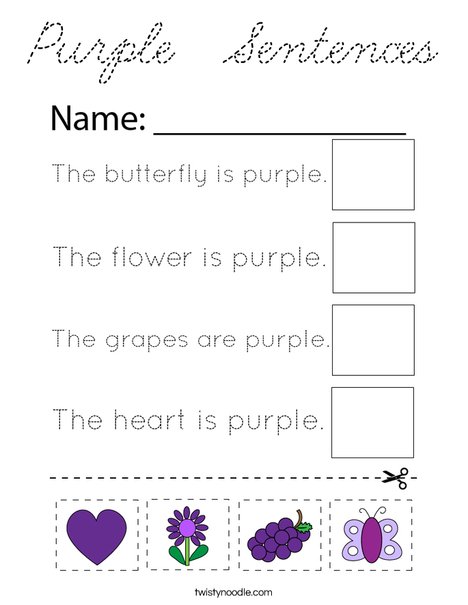 Purple  Sentences Coloring Page