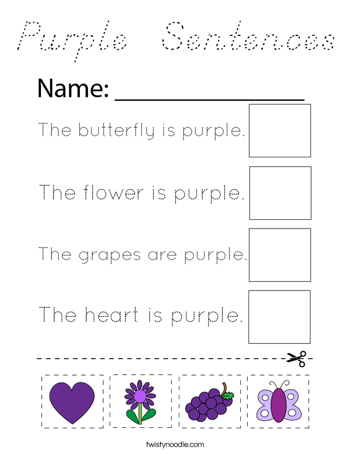 Purple  Sentences Coloring Page