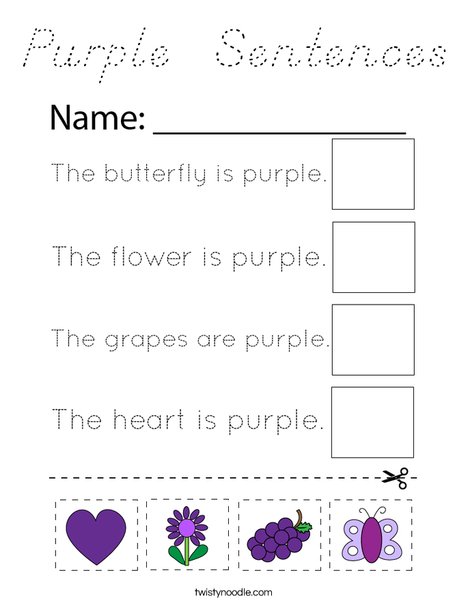 Purple  Sentences Coloring Page