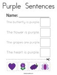 Purple  Sentences Coloring Page