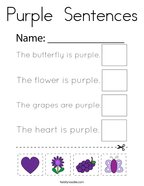 Purple  Sentences Coloring Page