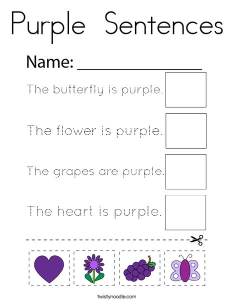 Purple  Sentences Coloring Page