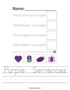 Purple  Sentences Handwriting Sheet