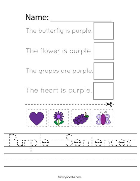 Purple  Sentences Worksheet
