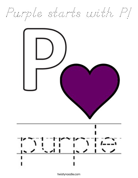 Purple starts with P! Coloring Page