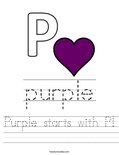 Purple starts with P! Worksheet