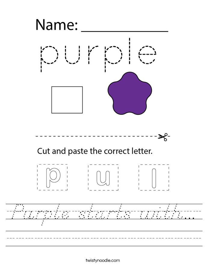 Purple starts with... Worksheet