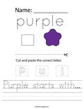 Purple starts with... Worksheet