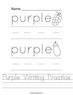 Purple Writing Practice Handwriting Sheet
