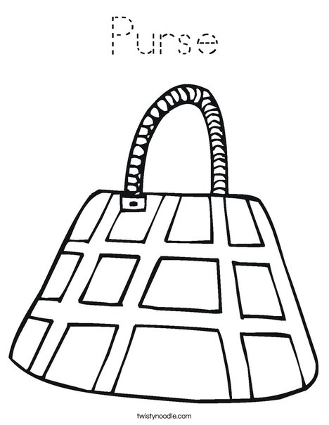 Purse with Checkered Pattern Coloring Page