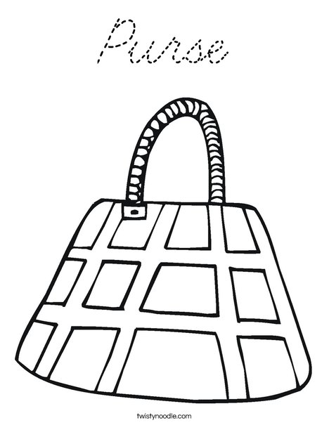Purse with Checkered Pattern Coloring Page
