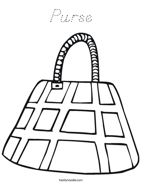 Purse with Checkered Pattern Coloring Page