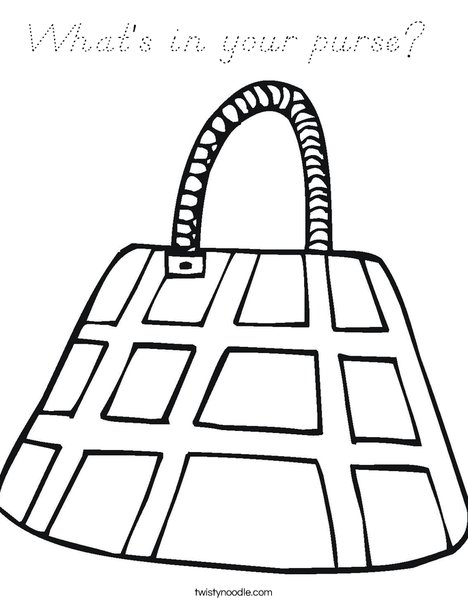 Purse with Checkered Pattern Coloring Page