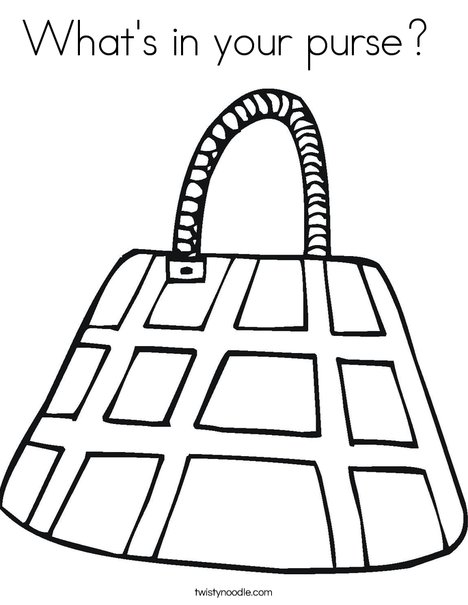 Purse with Checkered Pattern Coloring Page