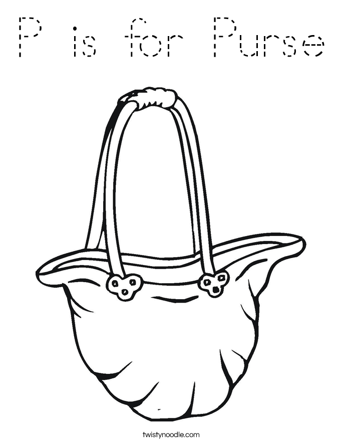 P is for Purse Coloring Page