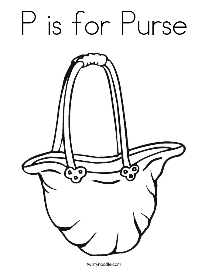 P is for Purse Coloring Page
