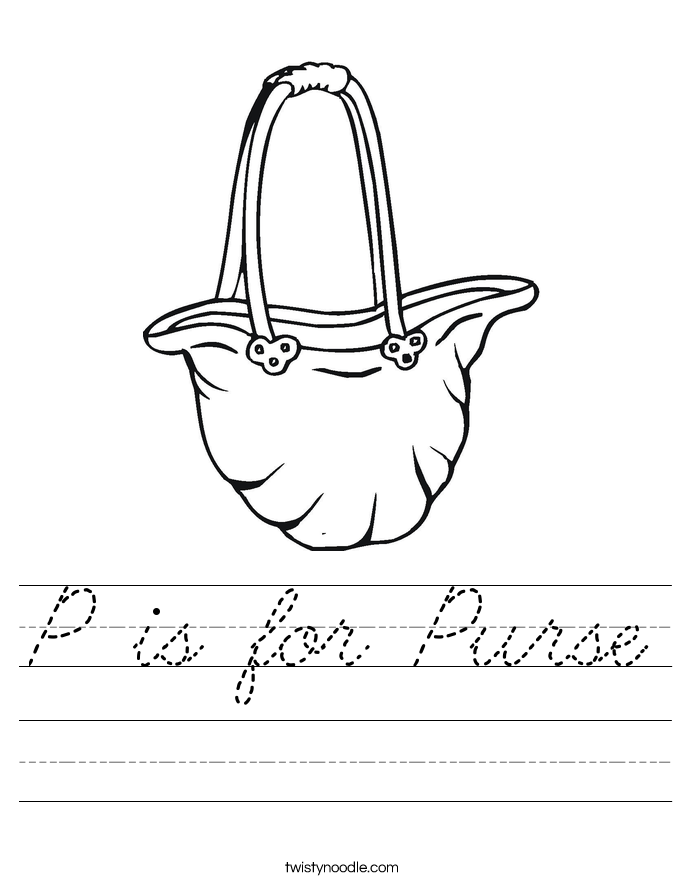 P is for Purse Worksheet