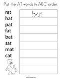 Put the AT words in ABC order Coloring Page