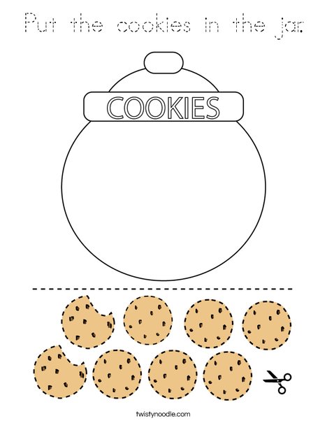 Put the cookies in the jar. Coloring Page