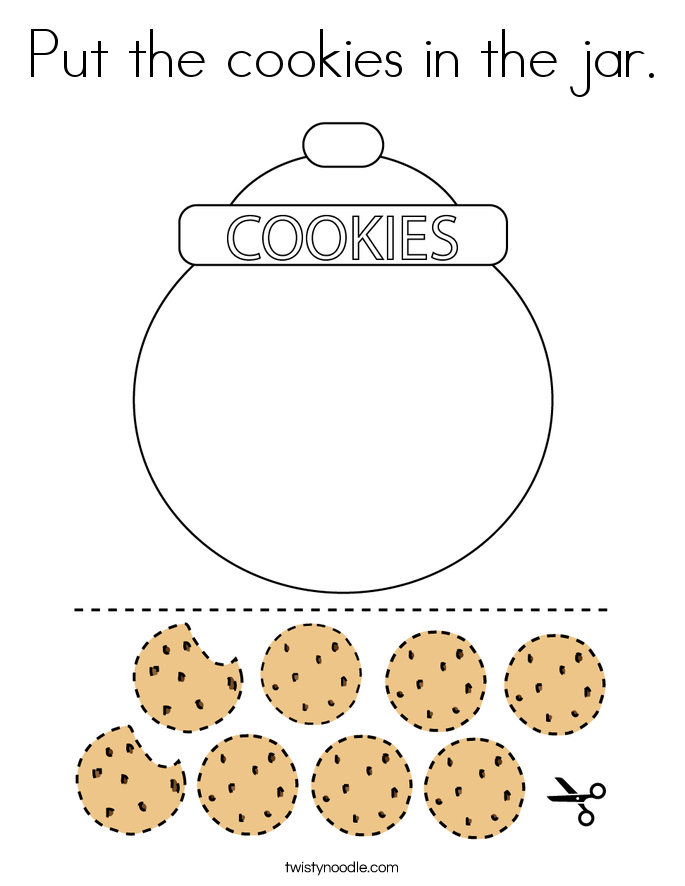 Put the cookies in the jar. Coloring Page