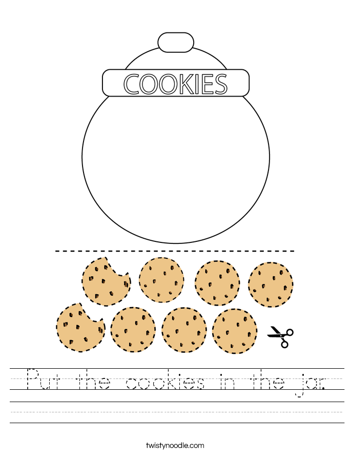 Put the cookies in the jar. Worksheet