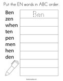 Put the EN words in ABC order Coloring Page