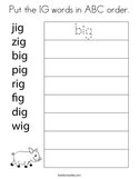 Put the IG words in ABC order Coloring Page