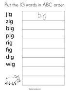 Put the IG words in ABC order Coloring Page
