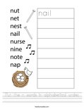 Put the n words in alphabetical order. Worksheet