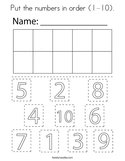 Put the numbers in order (1-10) Coloring Page