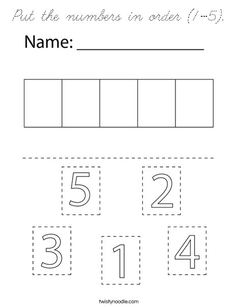 Put the numbers in order (1-5). Coloring Page