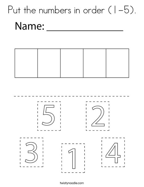Put the numbers in order (1-5). Coloring Page