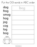 Put the OG words in ABC order Coloring Page