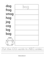 Put the OG words in ABC order Handwriting Sheet