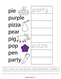 Put the p words in alphabetical order. Worksheet