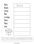 Put the x words in alphabetical order. Worksheet