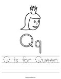 Q is for Queen Worksheet