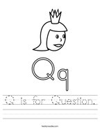 Q is for Question Handwriting Sheet