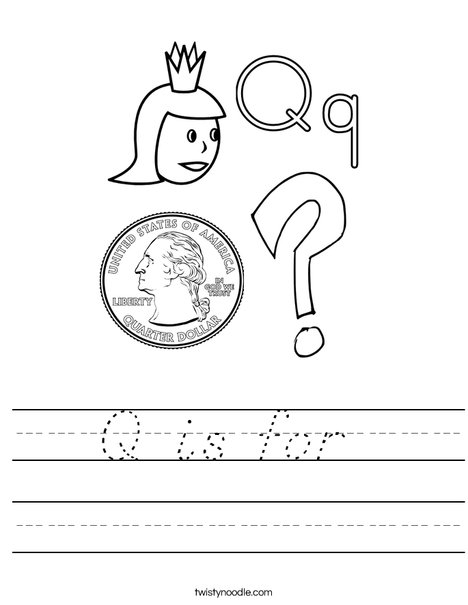 q is for worksheet dnealian twisty noodle