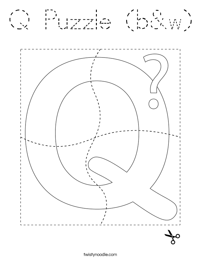 Q Puzzle (b&w) Coloring Page