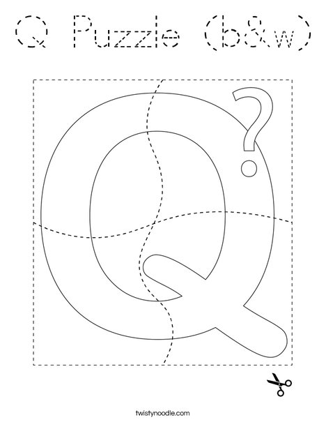 Q Puzzle (b&w) Coloring Page