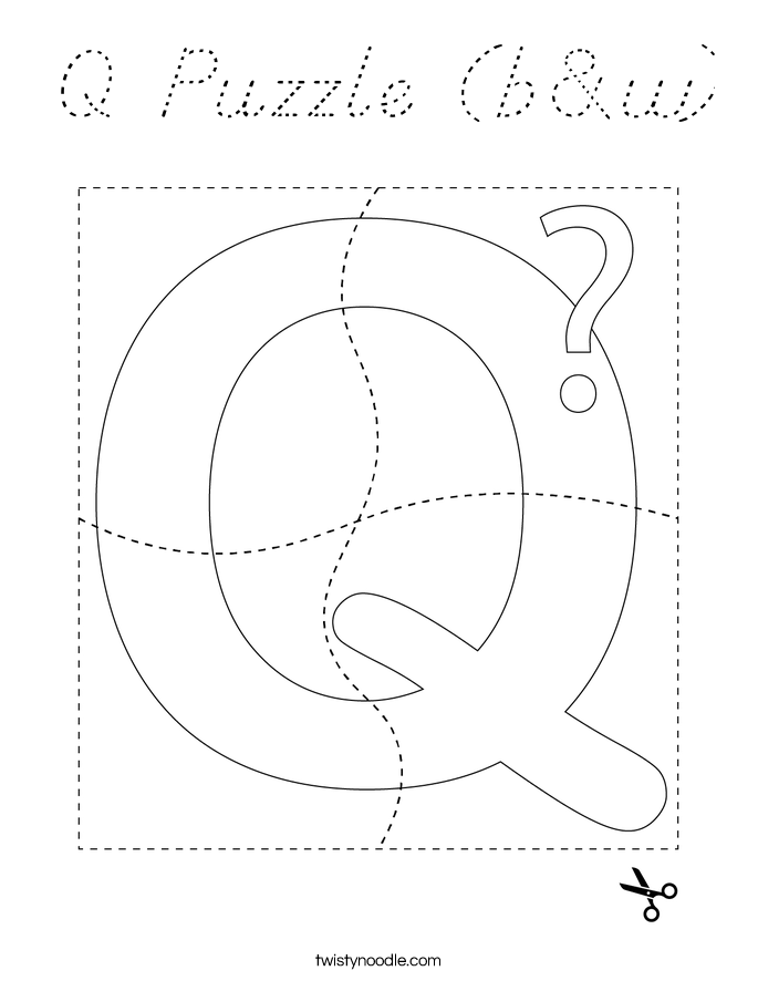 Q Puzzle (b&w) Coloring Page